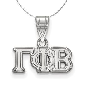 Sterling Silver Gamma Phi Beta Medium Greek Necklace - 20 Inch